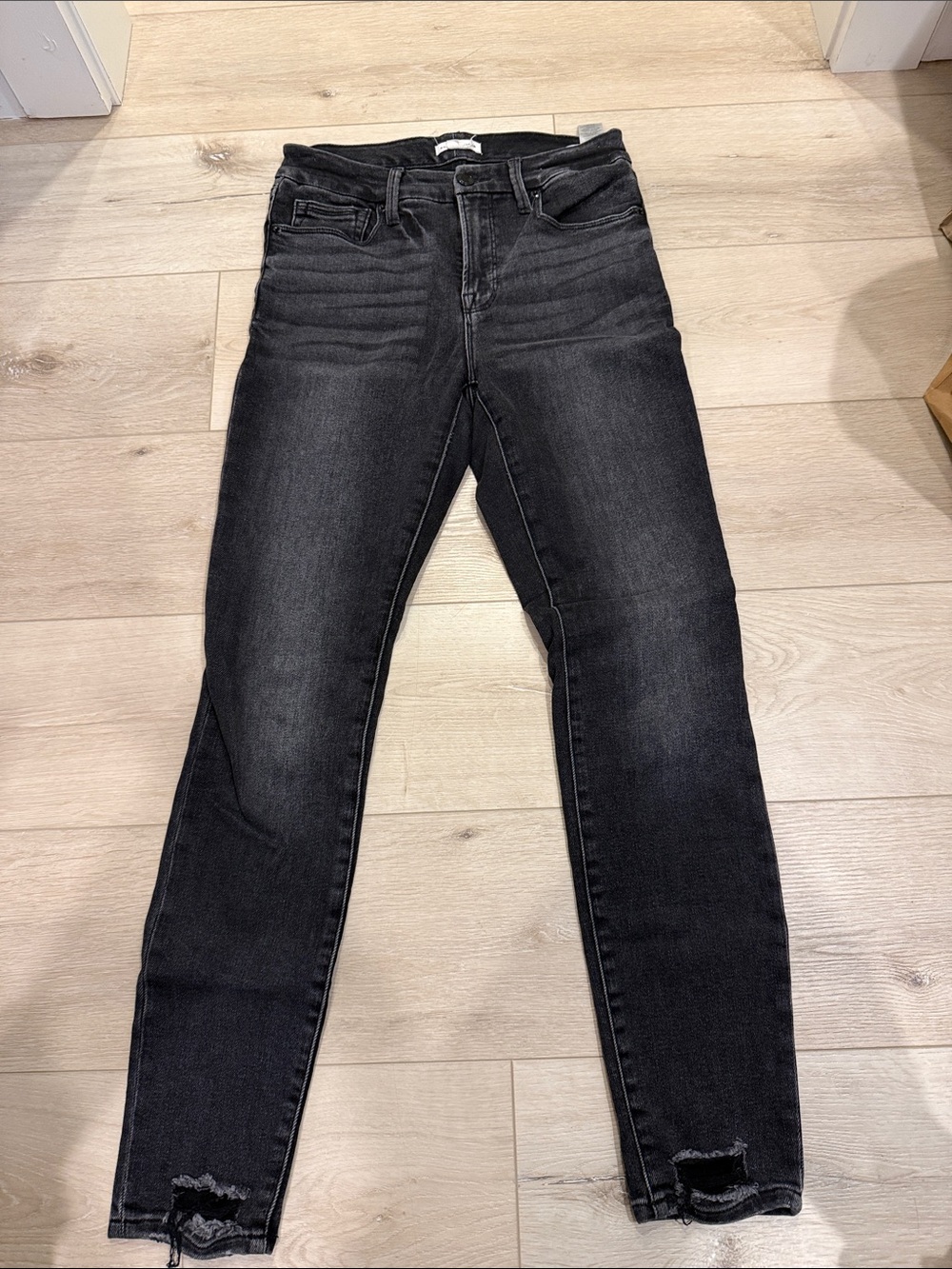 Good American Black Washed High-Rise Skinny Jeans